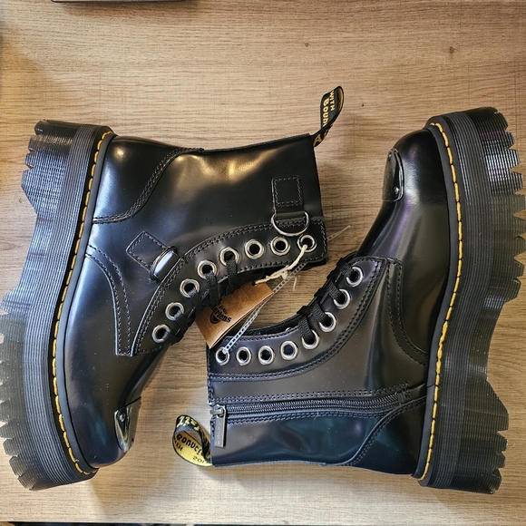 Dr Martens Jadon Alt Boot Womens 8 Buttero Black Combat Goth Platform Steampunk - Picture 6 of 8